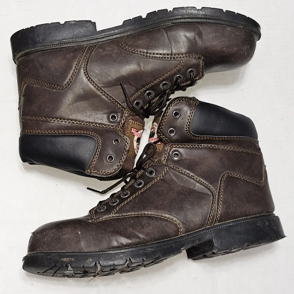 Brahma‎ Brown Leather Work Boots Hiking Waterproof Lace Up MNBR0340100 Mens 10.5